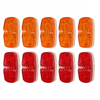 

10 pcs LED Car Side Marker Tail Light Double Bullseye Amber & Red LED Trailer Light For Truck RV Boat Camper Trailers kenworth