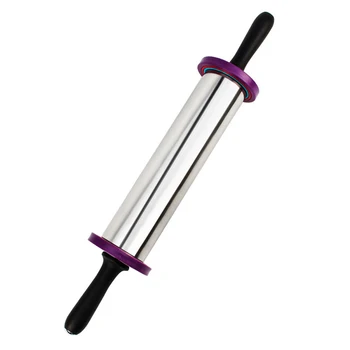 

Smooth Adjustable Stainless Steel Rolling Pin with 3 Adjustable Thickness Rings for Baking,Pie Crust, Cookie and Pastry Dough