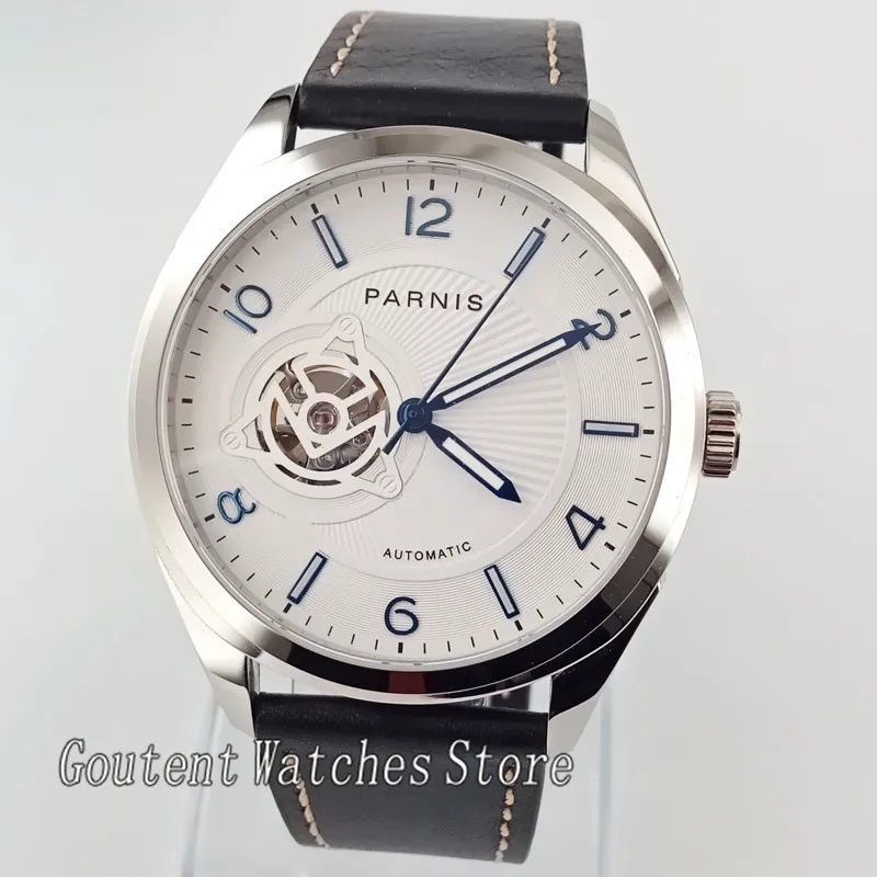 

41mm Parnis White Dial Black Band Luxurious Automatic Men's Wach 2811