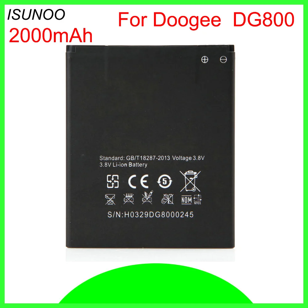 ISUNOO 5 шт./лот DG800 Аккумулятор Для Doogee DG 800 2000 мАч 100% новые батареи для телефона Valencia