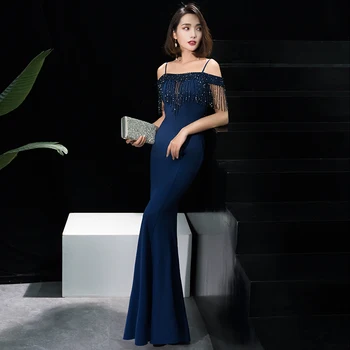 

New Sexy Emerald Green Evening Dresses Mermaid Long High Split Spaghetti Straps Formal Prom Party Gown Robe Soiree Longue Femme