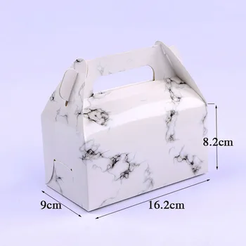 

100pcs Marble Design Paper Box Chocolate Cake Party Cookies Gift Box With Handle Food Storage Packing Boxes