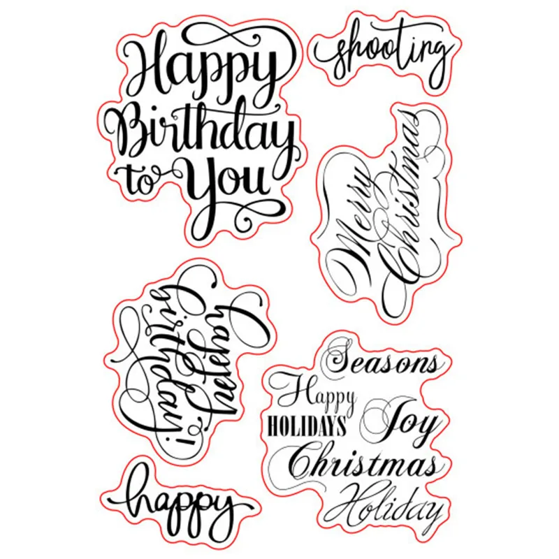 

Happy Birthday Words Clear Stamp Silicone Seal DIY Scrapbooking Photo Album Sheets Decorative Paper Card Making