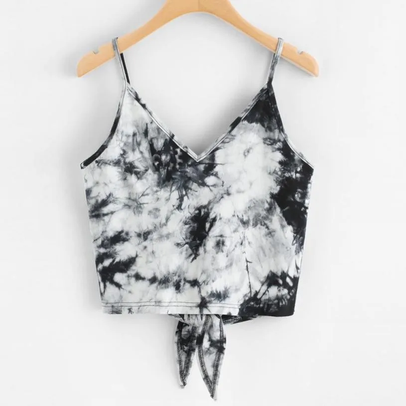 

multicolor Women Tank Tops Camis Back Bow Vest Leisure Short Sleeveless Blouses Sleeveless Ladies Sexy Camis Strappy V Neck Tops