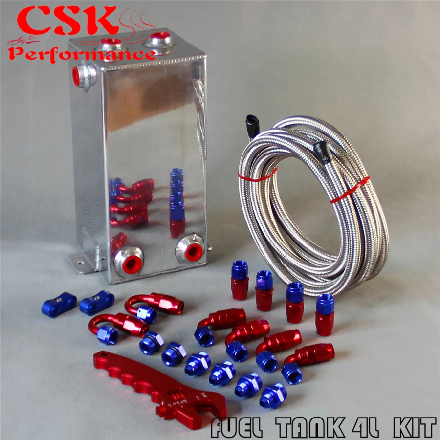 

4L Fuel Surge Oil Tank w/AN6 Fitting &Pipe Swirl Pot System kit + wrench Spanner