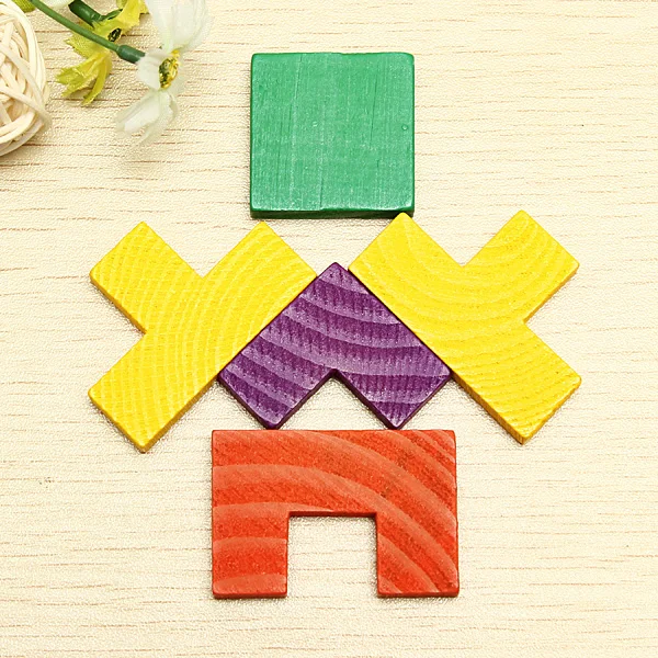 Деревянный Tangram головоломка 3D головоломка игрушка тетрис дошкольного волшебства интеллектуальная развивающая детская игрушка красочная Jisgaw доска