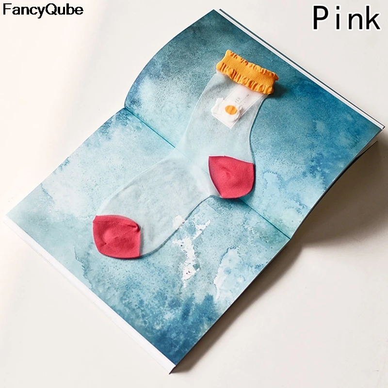 pink Для женщин и девочек прекрасные продукты, фрукты овощи Карамельный цвет по заказу покупателя короткие носки до щиколотки прозрачный Стекло для возраста от двух до девяти лет - Цвет: pink