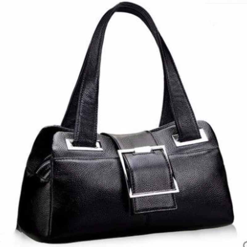 Новая Европейская и американская сумка-мессенджер из коровьей кожи, женская модная универсальная большая сумка-подушка для женщин среднего возраста - Цвет: Черный