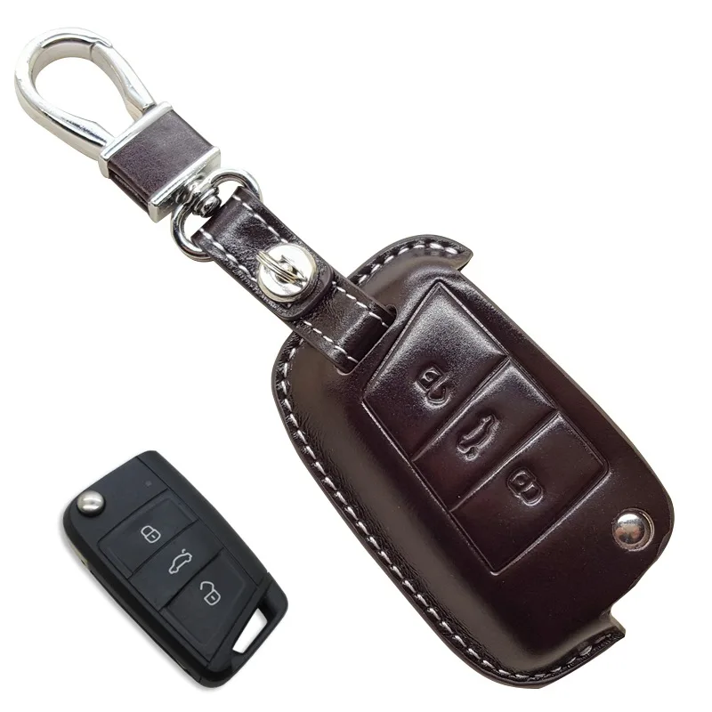 Кожаный чехол для ключей Volkswagen VW Golf 7 MK7 Skoda Octavia A7 A 2014 2015 2016 SEAT Leon Ibiza Flipy держатель
