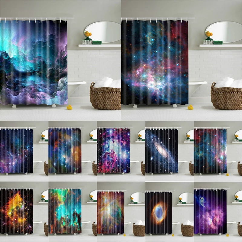 

Moisture-proof Shower Curtain In The Bathroom Partition Curtains Polyester Waterproof Bath Curtain Home Decor Universe Prints