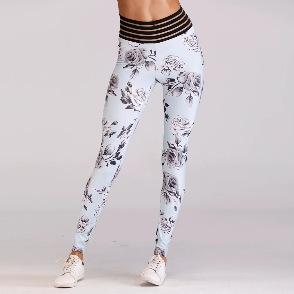 

Grandwish Flower Printed Yoga Leggings Women Flexible High Waist Fitness Sport Capri Pants Plus Size Jogging Tights S-XL,ZF058