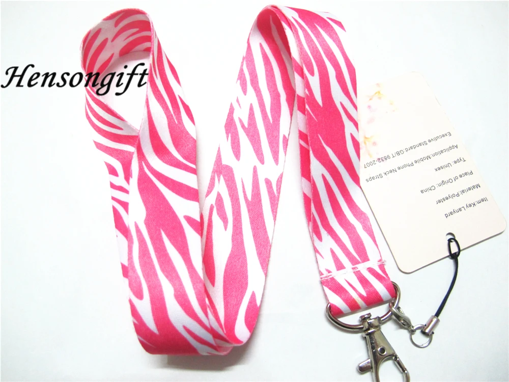 Hensongift One PC розовый/черный/белый Zebra Key Lanyard Cheetah нагрудные опознавательные Значки для идентификации владельцев животных полосой телефон шеи ремни