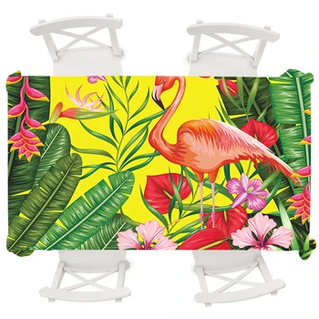 

Flamingo Round Waterproof Tablecloth Tropical Plant Flower Wedding Table Cloth Oilproof Table Cover Rectangular Tablecloth Large