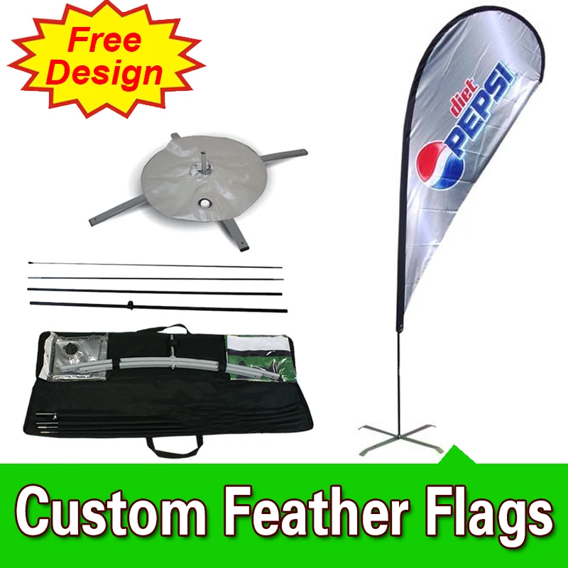 

Free Design Free Shipping Double Sided Cross Base Teardrop Flag Signs Advertising Feather Flags Custom Feather Signs