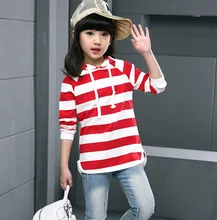 Girl Striped Cotton Blouse Kids Girls Baby Striped T-Shirt Long Sleeve Kids Tops 100%Cotton Children’S Clothes