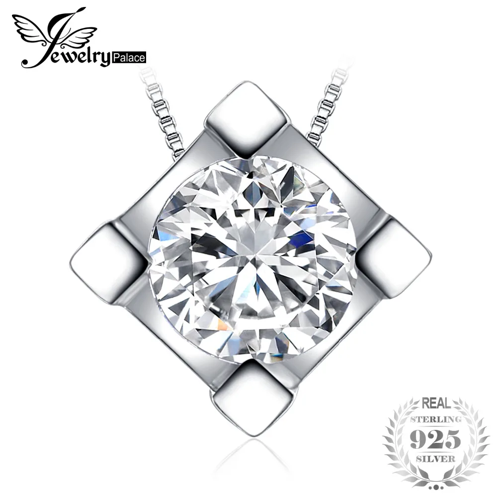 JewelryPalace круглый 0.6ct Solitaire кулон реального 925 серебро Модные украшения для Для