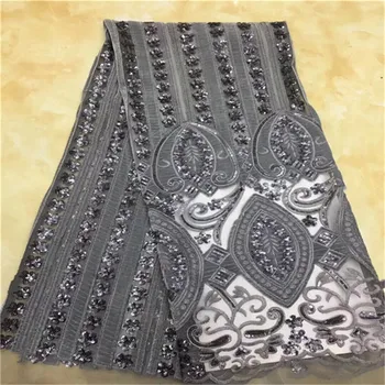 

2019 New Design African Lace Fabric 2019 High Quality Gray Velvet Lace Green Sequin Lace Cotton Dresses For Evening Dresses