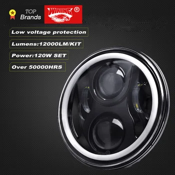 

WINING 60W 7inch Round Led Headlight High Low Beam Light Halo Angle Eyes DRL Headlamp For Off Road 4x4 Motorcycle