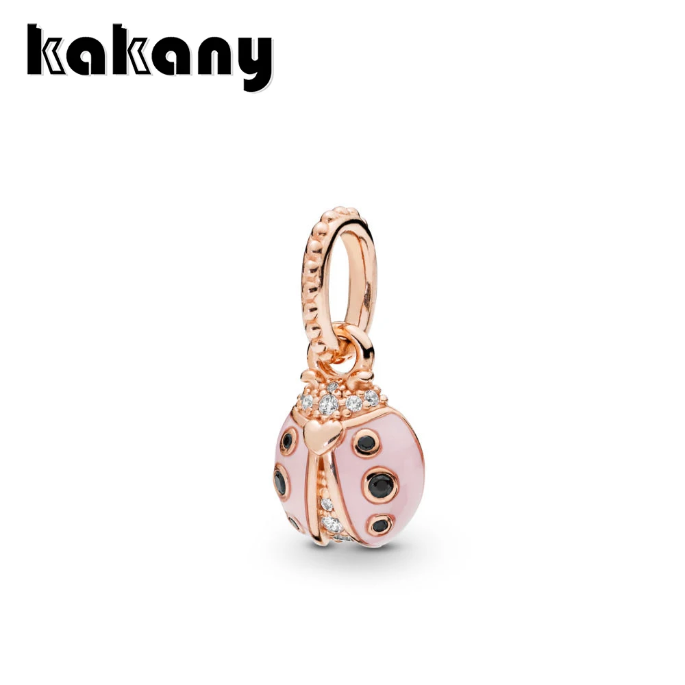 

KAKANY New Lucky Pink Ladybug Charm Pendant for Original Style Bracelet and Necklace Original DIY925 Sterling Silver Jewelry