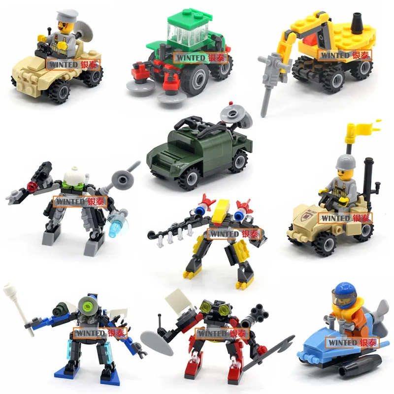 

Mini Military Block Solider Robot Assembled Building Blocks Compatible with Brand Transportation Model Bricks Toys for Boys Gift