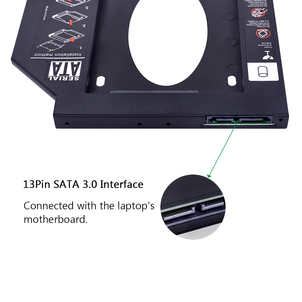 CHIPAL Универсальный второй 2 HDD Caddy 9,5 мм 9 мм SATA 3,0 для 2,5 ''SSD корпус для жесткого диска адаптер для ноутбука ODD CD DVD rom