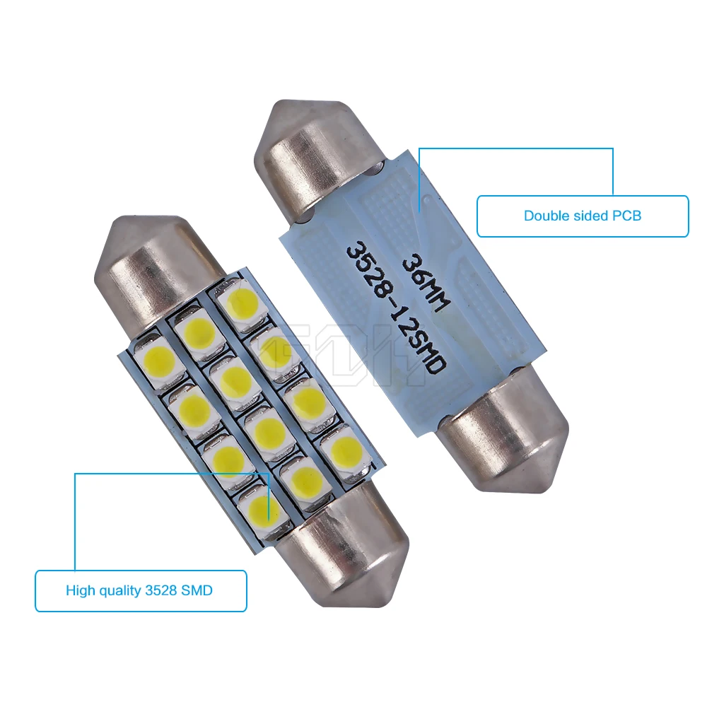 Бесплатная доставка 100 шт./лот гирлянда 12smd 1210 3528 led c5w 31 мм 36 39 41 Светодиодная