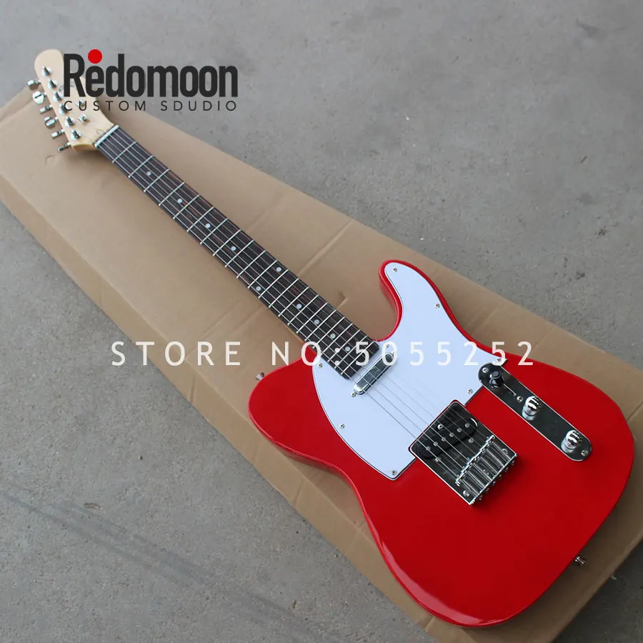 Заводская электрогитара Tele с розовым грифом красного цвета белый pickguard гриф музыкальный инструмент магазин