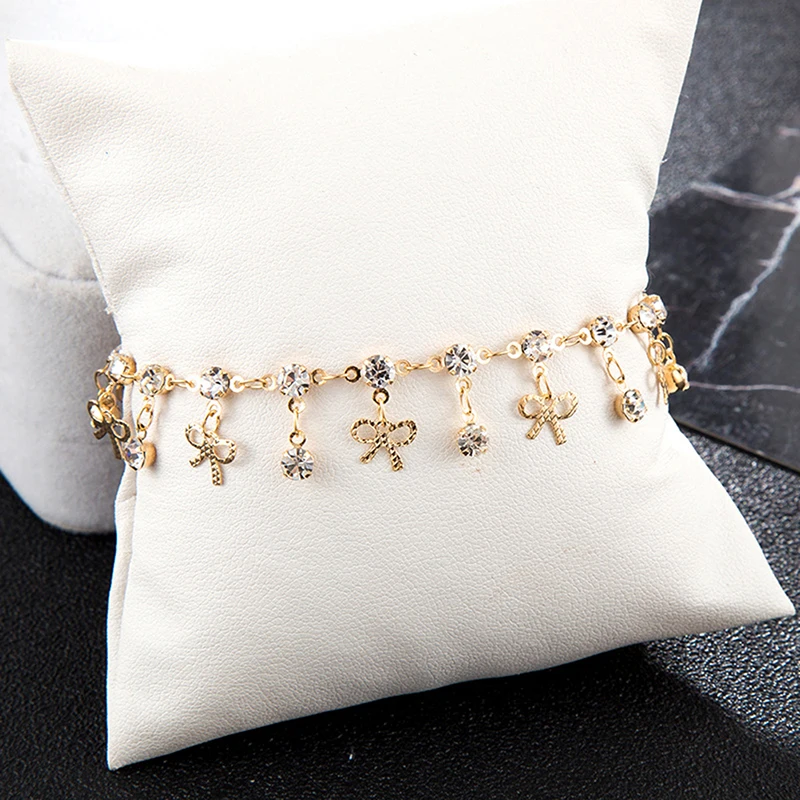 1 PC Fashion Crystal Charm Ankle Rhinestone Bowknot Pendant Anklet Chain Bracelet Foot Sandal Jewelry