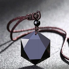 Natural Energy Stone Necklaces for Women Black Obsidian Pendants Six Stars Lucky Amulet Pendant Love Jewelry Drop Shipping Gifts obsidian and stars