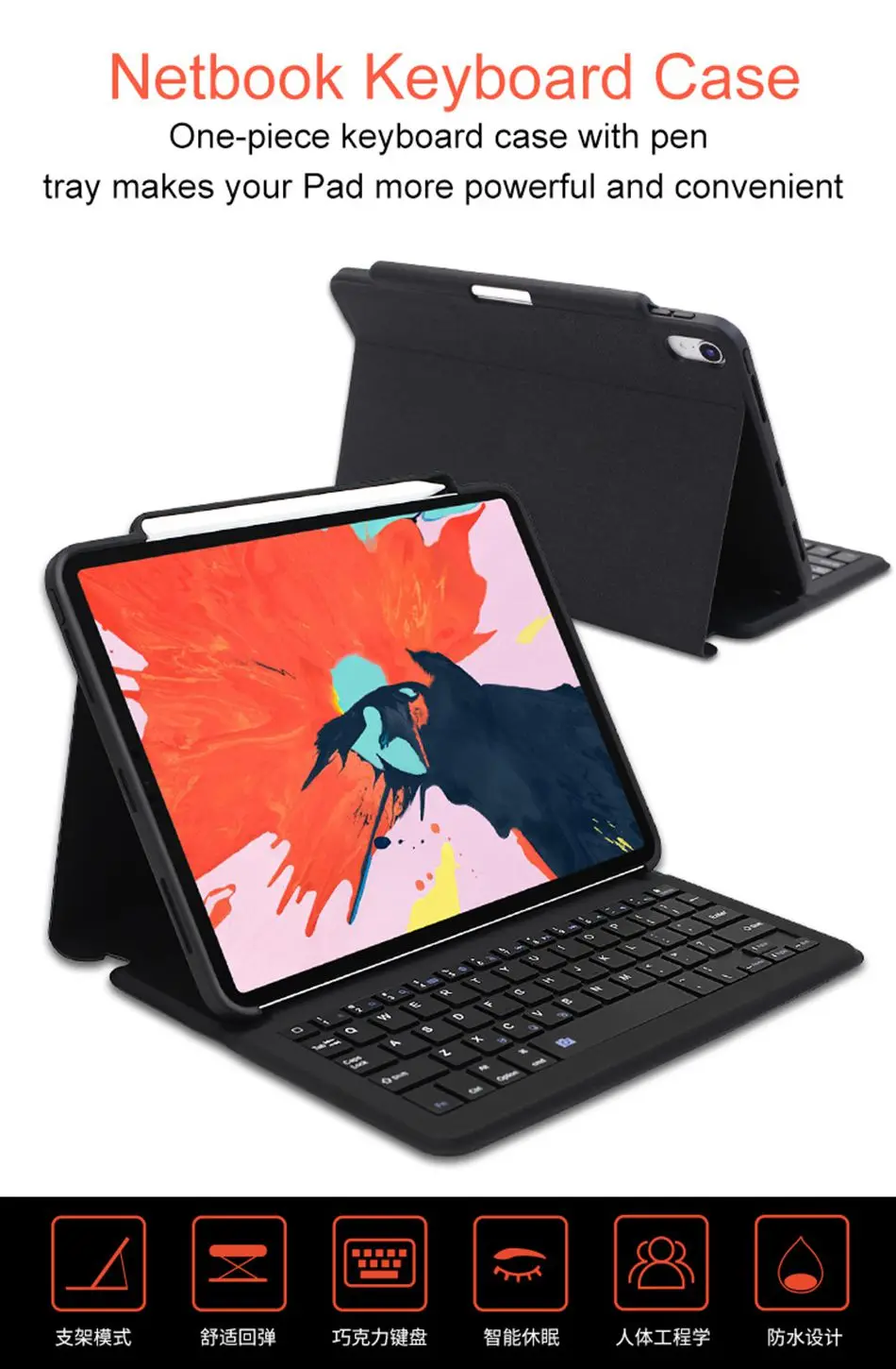 Для iPad Pro 11 / 12.9 Клавиатура, WOWCASE Bluetooth Магнитное крепление для зарядки Тонкая крышка планшета Для iPad Клавиатура для iPad Pro 11 / 12.9 3-го поколения с держателем карандаша Сверхпрочный удароп