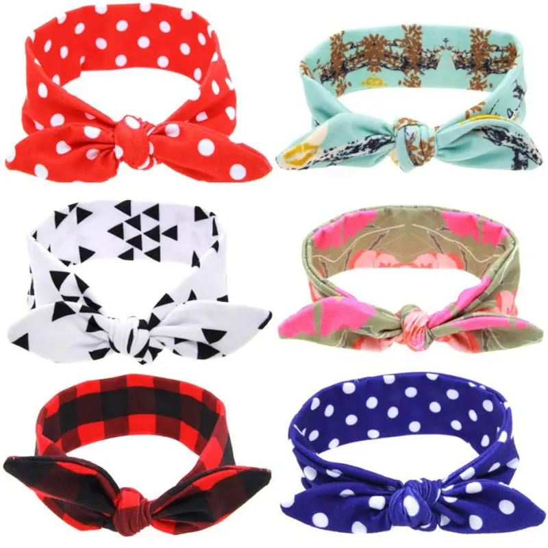 

2016 popular style Baby Cute DIY Rabbit Ears Elastic Cloth Bowknot Headband tiara para cabelo infantil free shipping