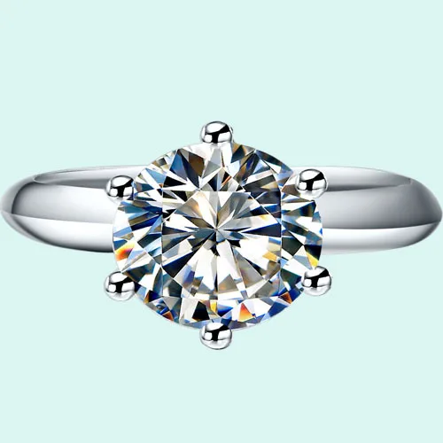 

Solid 18K 750 White Gold 2 Carat Six Prongs Round Excellent Woman Engagement Ring Bright Forever AU585 Gold Jewelry