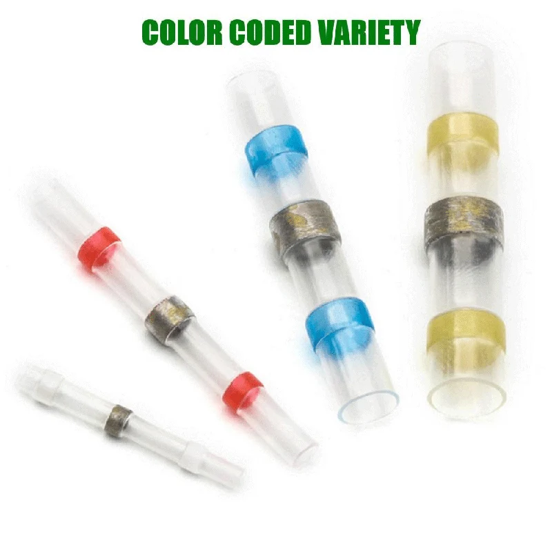 

100Pcs Heat Shrink Butt Solder Sleeve Waterproof 26-10 AWG Wire Splice Connector _WK