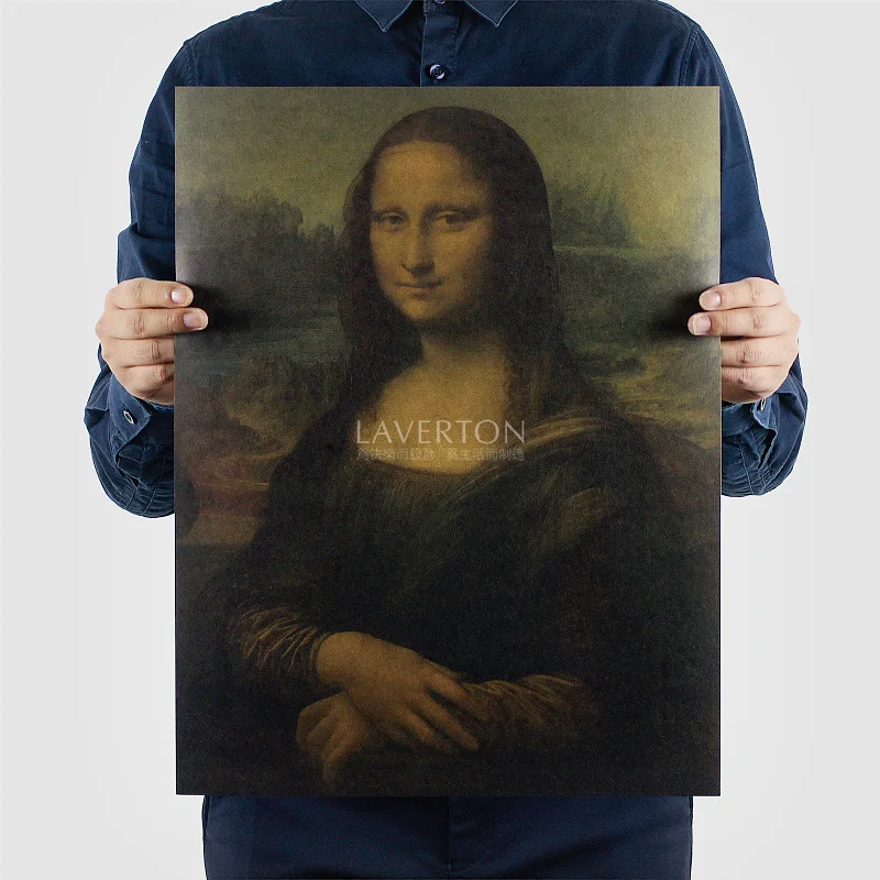 

Leonardo da Vinci famous Oil painting 1104/ Mona Lisa /kraft paper/Wall stickers/bar Retro Poster/decorative painting 47*36cm