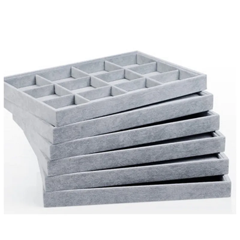 

350*240*30mm gray color Jewelry Packaging Display Trays The Soft Velvet pendant Jewelry Earring Necklace Pendant Bracelet Trays