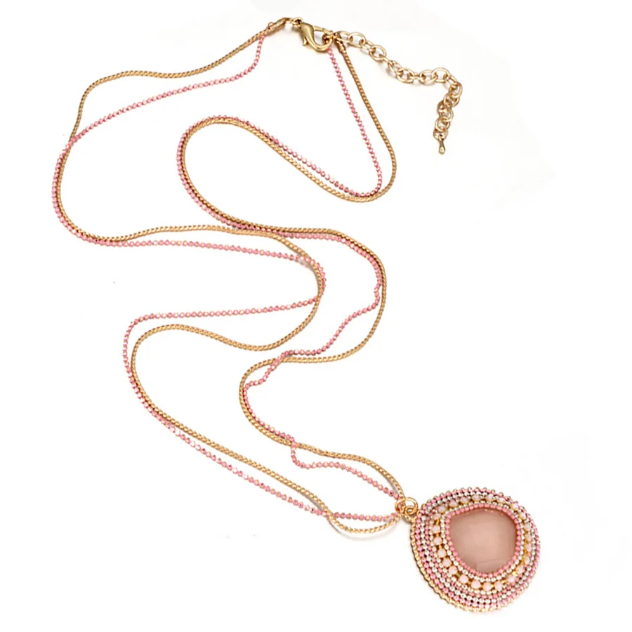 

OSHUER High quality handmade double chain necklace&pendants with rhinestone vintage jewelry chain necklace for women jewelry