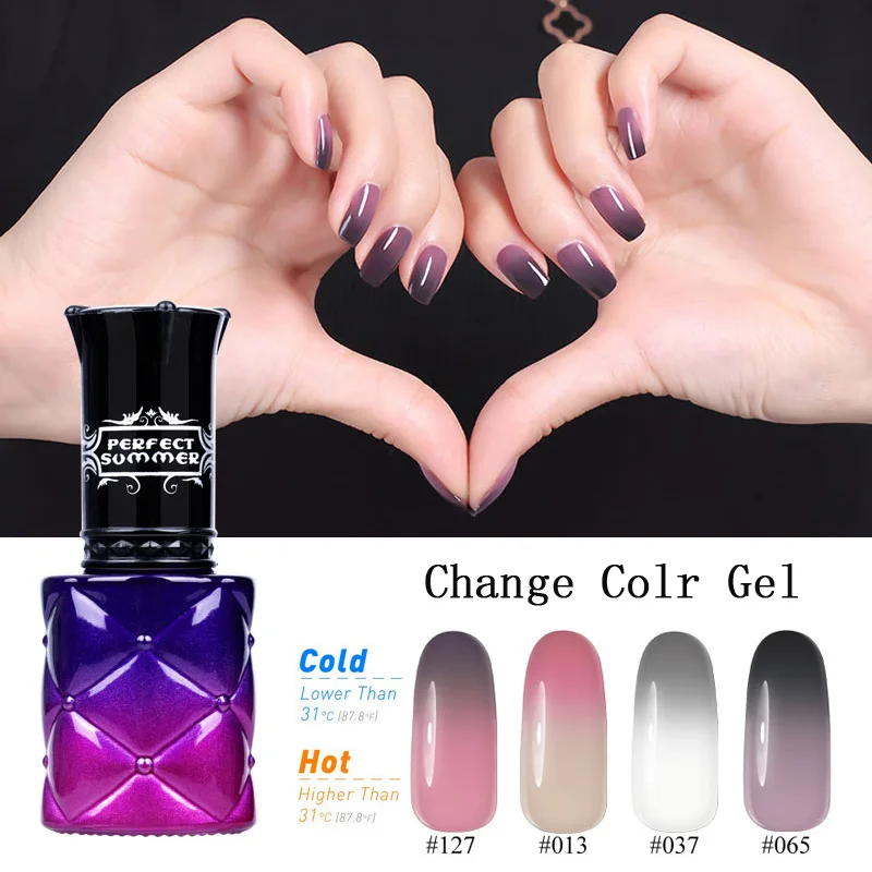 

Perfect Summer UV Gel Nail Polish Set 4 Pieces Temperature Change Color Set Changing Gel Varnish Long Lasting Nail Gel Polish