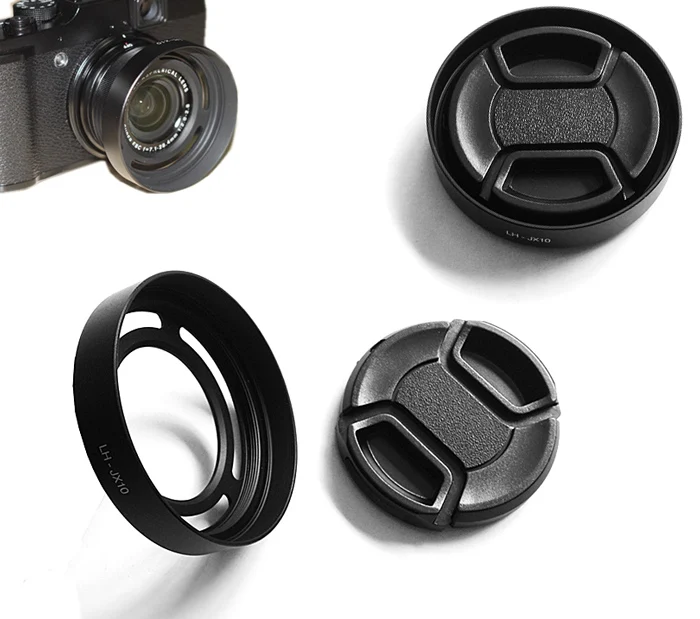 

Metal Black Camera Lens Hood LH-X10 Adapter + Lens Cap 52mm For Fujifilm Fuji X10 X20 X30
