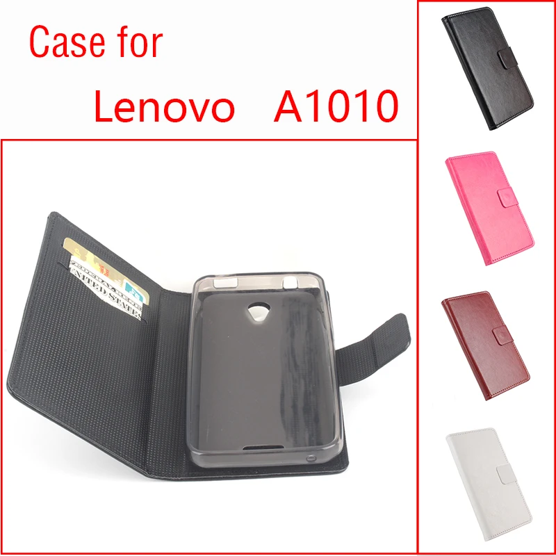Hot Sale flip case pu leather cover with 4 colors pink brown black white for Original Lenovo A1010 SmartPhone protective |