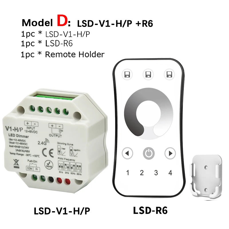 Светодиодный диммер 12 В 24 В ШИМ 2,4 г ШИМ Беспроводной Частотный регулируемый пульт дистанционного управления 36 в 48 в умный wifi-контроллер для одного цвета светодиодный - Цвет: Model D