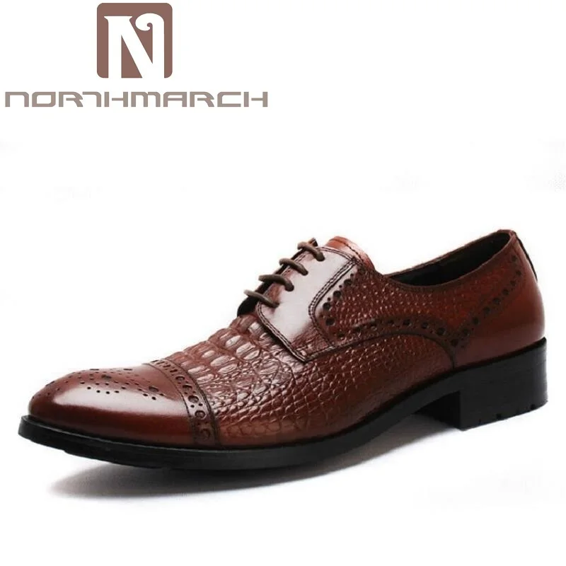

NORTHMARCH Crocodile Pattern Leather Men's Wedding Shoes Business Bullock Dress Formal Wear Shoes Luxury Style Male Brand Shoes