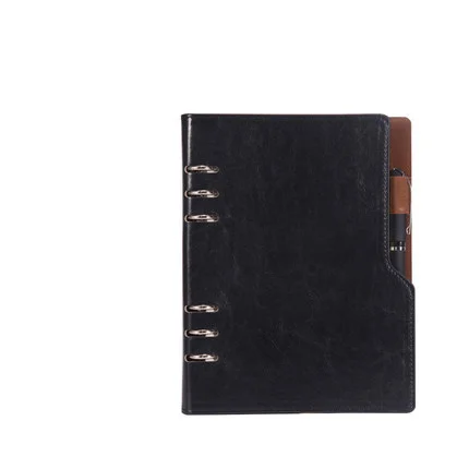 Записная книжка A5 B5, кожаный блокнот, ежедневник на год,, спиральный ежедневник, личный дневник, органайзер, карманный органайзер для канцелярских принадлежностей - Цвет: black