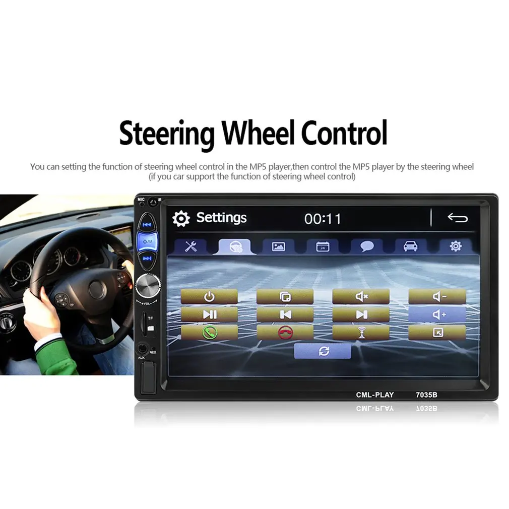 

Professional 7 Inch Display Double Din Auto Car FM Radio Multi-Media Player Touch Screen Bluetooth Mirrorlink Stereo Player
