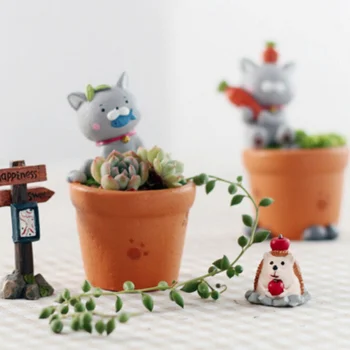 

Home Garden Office Desktop Decoration, Cute Cartoon Cat Designed Pot for Flower Succulent Plants (Not Included)