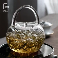 Flower Tea Bottle Steaming kettle heat Resistant Handmade Borosilicate Glass Teapot Tea pot Leaf Herbal 780ML mid-year