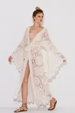 Женское пляжное платье-парео, белая туника с коротким рукавом и треугольным вырезом, для пляжа, 2019(China)