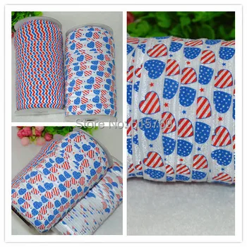 

4th of July Pattern Elastic Ribbon-100yards Free shipping DIY baby headbands materials Elastic Ribbon Clothing Materials