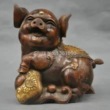 Xd 001149 " Китайский Бронзовый Знак Год Свинья Повезло Статуя Фигурка