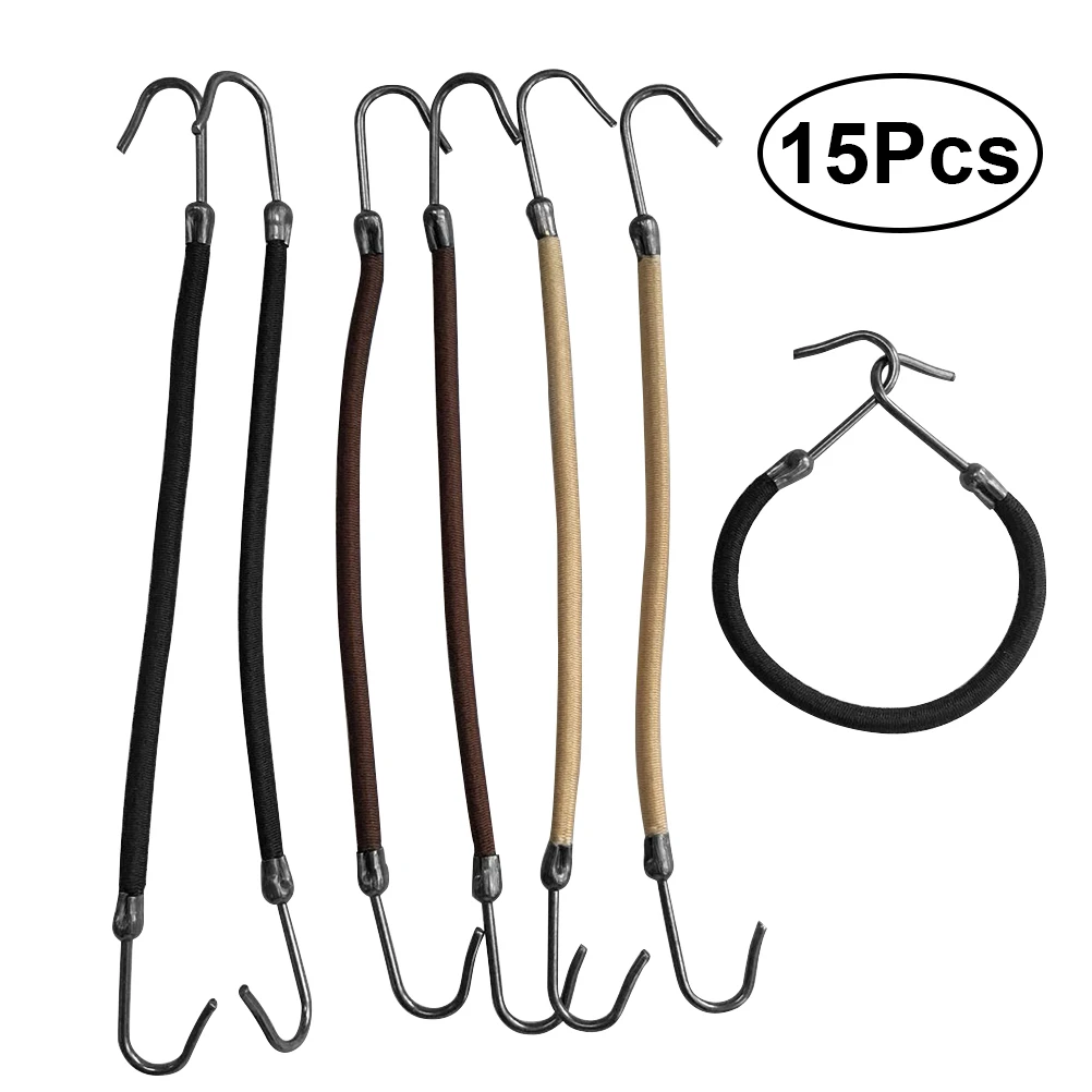 15Pieces Elastic Bands Hair Styling Ponytail Hooks Women Hair