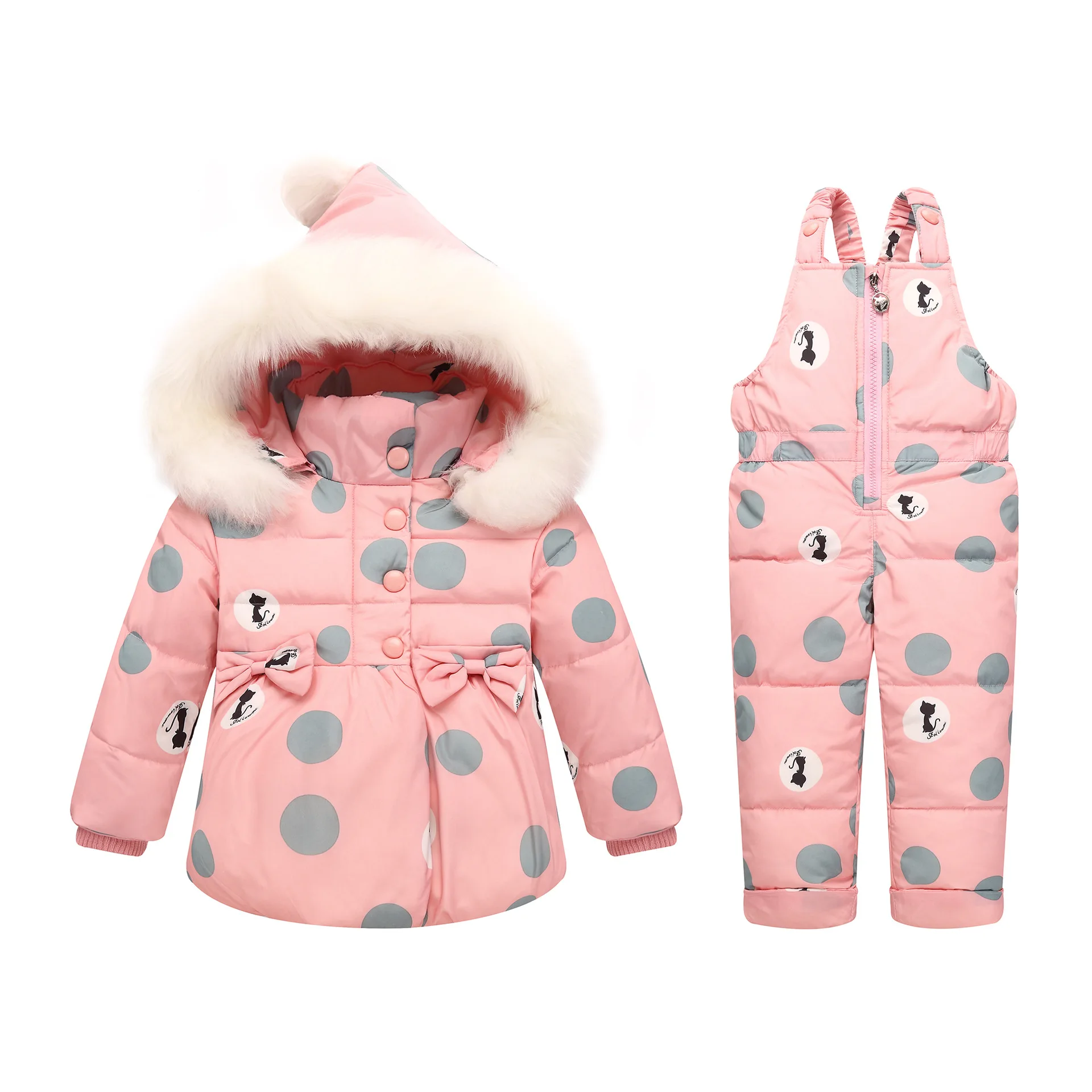 Raise Young -30 Degree Russia Winter children Girls Clothes set Down Jacket Coat + Jumpsuit For 1-4 Years Kid Baby Girl Snowsuit